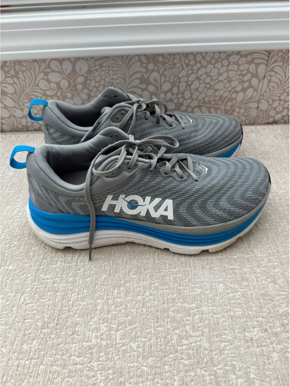 HOKA ONE Gaviota 5 Wide Men's Size 11 Gray Blue Running Shoes Cushioned Sneakers